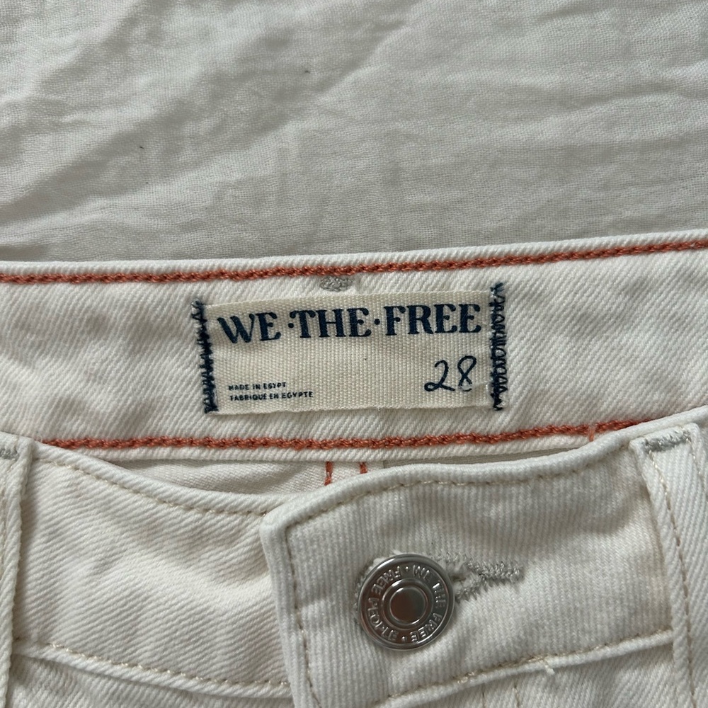 We The Free High Rise White Straight Leg Denim Jeans
